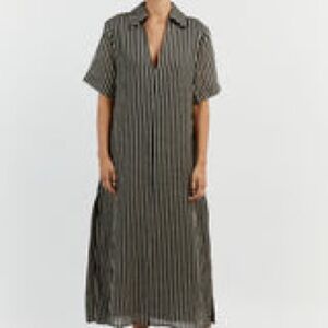 DISSH Black and White Striped Midi Dress NWT